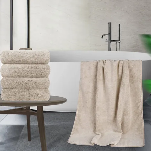 Miniatura 5 de POLYTE Toalla de baño de microfibra de secado rápido sin pelusas, 57 x 30 pulgadas, paquete de 4 (beige)