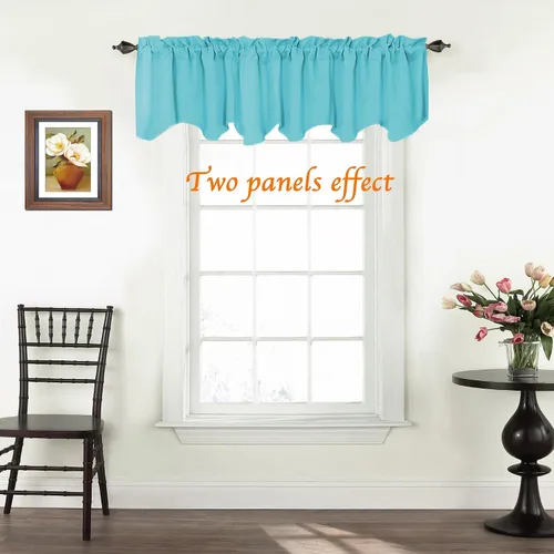Miniatura 2 de Turquoize - Cenefa opaca para ventanas de cocina/baño/sala de estar/dormitorio con aislamiento térmico, cenefa festoneada con bolsillo para Aqua