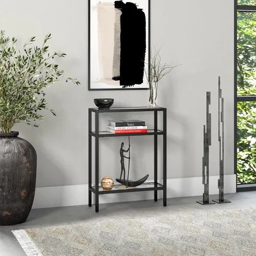 Miniatura 2 de Henn&Hart Mesa consola rectangular de 22 pulgadas de ancho en bronce ennegrecido, mesa de entrada, mesa decorativa para sala de estar, pasillo