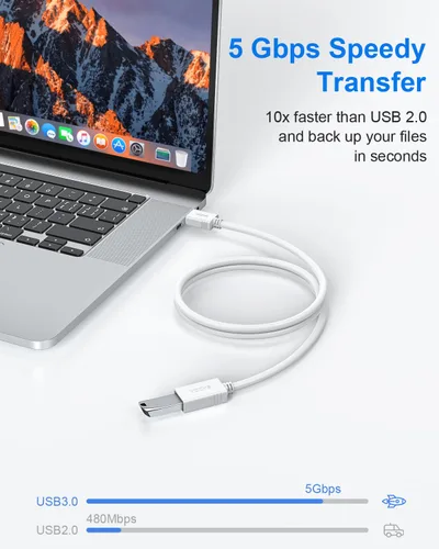 Miniatura 3 de VCZHS Tech Cable de extensión USB blanco de 1 pie, extensor USB 3.0 para transferencia de datos de alta velocidad y carga rápida, duradero
