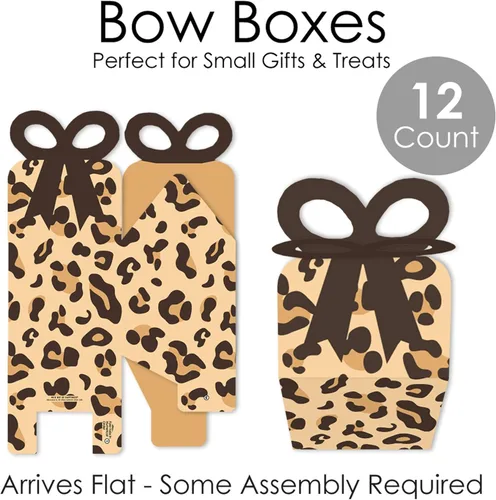 Miniatura 6 de Big Dot of Happiness Estampado de leopardo - Cajas de regalo cuadradas - Cajas de lazo para fiesta de guepardo - Juego de 12 Impresión de leopardo