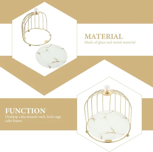 Miniatura 4 de BESTonZON Jaula de pájaros de metal dorado, soporte para cupcakes, postres para bodas, fiestas, cumpleaños, celebraciones de ducha, decoración