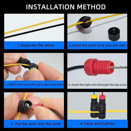 Miniatura 3 de 2 conectores de cable de bajo voltaje, conector de cable de alimentación para luz de paisaje al aire libre, calibre 12-18 para luces de camino