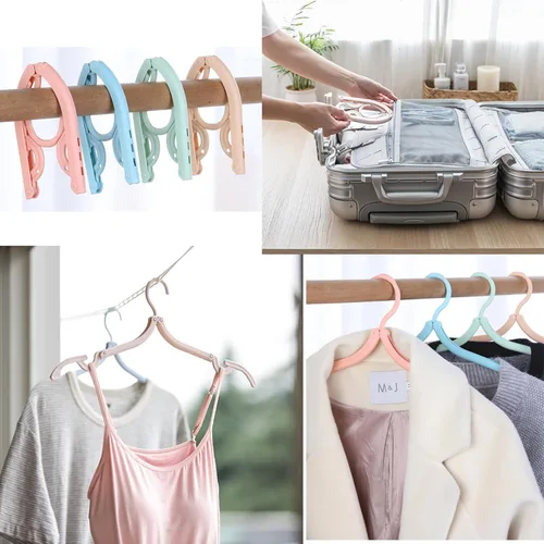 Miniatura 4 de Perchas de viaje plegables y portátiles, perchas de plástico plegables para ropa que ahorran espacio para viajes de negocios, 12 unidades Colorido