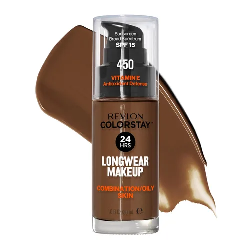 Miniatura 28 de Base líquida de Revlon ColorStay Maquillaje facial para piel mixta y grasa, SPF 15, cobertura media-completa con acabado mate, beige solar (392), 1