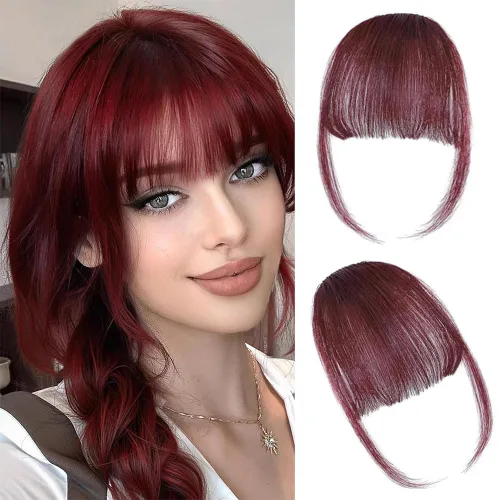 Miniatura 26 de Flequillo con clip de cabello 100 % humano, cortina de adelgazamiento de aire para mujer, plana natural, curvada, delgada, falsa rubio ceniza