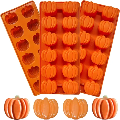 Miniatura 11 de Paquete de 2 moldes de silicona para pastel de calabaza, moldes de silicona para pastel de calabaza, moldes de chocolate de Acción de Gracias, 12