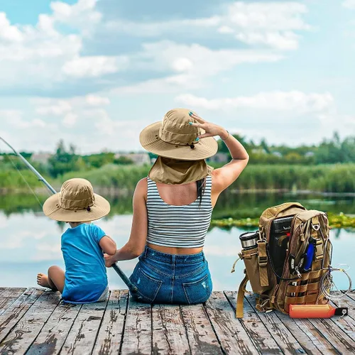 Miniatura 8 de Aertiavty Mochila de pesca, bolsa de pesca con caja de aparejos, bolsa de aparejos de pesca compacta, mochila de aparejos de pesca con soporte