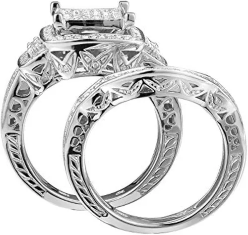Miniatura 6 de Anillo de boda de plata de ley 925 de 0,43 quilates de corte redondo de diamante natural, anillo de compromiso de acabado pulido para mujer ajuste