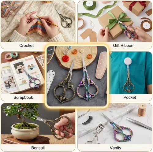 Miniatura 8 de Tijeras de Crochet – Tijeras de Grado Profesional para costura, manualidades, obras de arte, crochet, recorte, bordado, hilo, herramienta de Arco