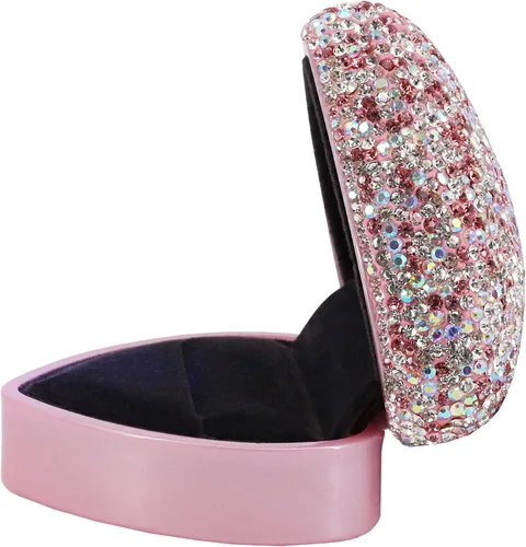 Miniatura 3 de Naimo Caja de anillo de compromiso con forma de corazón de diamantes de imitación, soporte de terciopelo, aretes, moneda, joyero, caja con luz LED