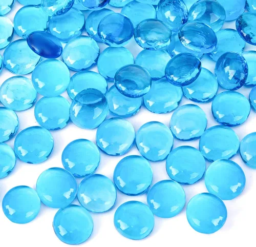 FUTUREPLUSX Cuentas de vidrio planas de 5 libras, cuentas de vidrio azul ceruleano para acuarios, jarrones, decoración de mesa