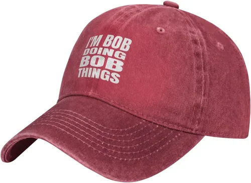 Miniatura 9 de Gorra de béisbol con texto en inglés "I'm Bob Doing Bob Things Distressed Dad", gorra de béisbol para hombre de los años 90, de mezclilla lavada