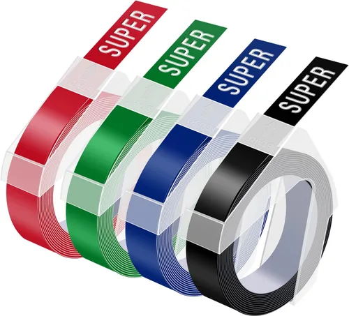 Miniatura 10 de USUPERINK Paquete de 5 etiquetas de plástico 3D compatibles con Dymo 520109, cinta blanca sobre negra, 0.354 in 3/8 pulgadas x 9.8 ft, 9.8 pies, uso