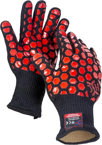 J H Guante de horno resistente al calor: certificado EN407 932 °F, 2 capas de revestimiento de silicona, guantes de horno para cocinar, cocina,