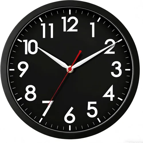 AKCISOT Reloj de pared moderno negro silencioso sin tictac, funciona con pilas, de 10 pulgadas, reloj analógico pequeño clásico decorativo para