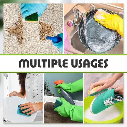 Miniatura 4 de Esponja para platos de cocina, esponja de limpieza multicolor, almohadilla de fregado de doble cara, no raya, esponja absorbente para lavar platos