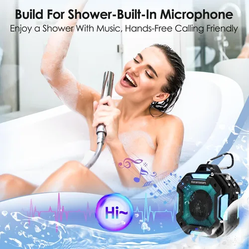 Miniatura 5 de Altavoz Bluetooth para Ducha, Altavoces Bluetooth Portátiles IPX7 Impermeables para Ducha Inalámbricos, Altavoz al Aire Libre con Luces, Negro