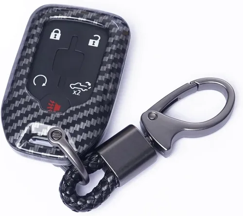 Miniatura 8 de Funda para llavero GMC, funda con patrón de fibra de carbono para llaves 2017-2022 2023 2024 Suburban Tahoe Silverado 1500 GMC Yukon XL Acadia