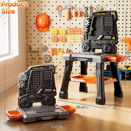 Miniatura 6 de Juego de Juguetes de Herramientas para Niños con Sonido de Taladro Electrónico para Edades 3, 4, 5, 6, 7, 8, Juguetes de Mesa de Trabajo para Niños