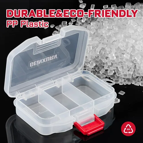 Miniatura 7 de Geinxurn Organizador de piezas pequeñas, 4 cajas de herramientas portátiles transparentes de plástico con divisores para accesorios pequeños y cajas
