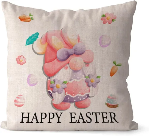 Miniatura 61 de Divertidas fundas de almohada de gnomo de Pascua, huevos de Pascua, zanahorias, divertidas fundas de almohada de 16 x 16 pulgadas, decoración