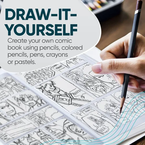 Miniatura 5 de KOALA TOOLS - Blank Comic Book, Draw-It-Yourself Comic Sketch Book with Dynamic Panels, 6.6 x 10 Inches, 28 Pages, Pack of 1