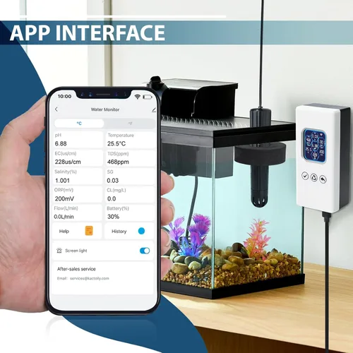 Miniatura 4 de 7 en 1 probador inteligente de calidad del agua, monitor de agua inalámbrico WiFi mide pH/ORP/TDS/EC/salinidad/SG/TEMP, medidor de calidad de agua