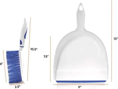 Miniatura 2 de Superio, juego de recogedor y escoba de mano con mango de agarre ergonómico, borde de goma para una fácil recogida de la suciedad, material paquete