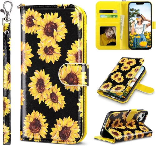 Miniatura 33 de ULAK Funda tipo cartera compatible con iPhone 13 para mujer, piel sintética de alta calidad con tarjetero, función atril, funda tipo cartera