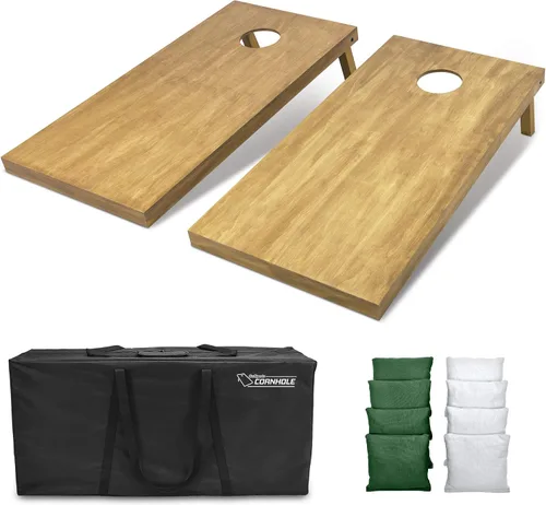 Miniatura 81 de GoSports 4 ft x 2 ft Regulation Size Wooden Cornhole Boards Set with Light Brown Finish - Includes Carrying Case and Bean Bags Negro- gris