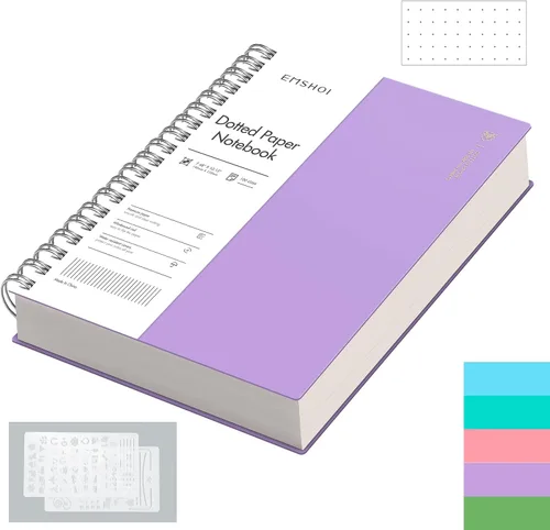 Miniatura 17 de EMSHOI Cuaderno de espiral A4, diario punteado de viñetas, 11.2" X 8.27", 300 páginas/150 hojas, papel de cuadrícula de puntos de 100gsm, tapa