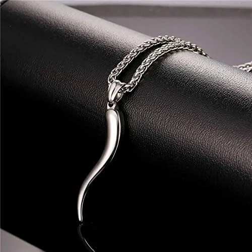 Miniatura 4 de Greendou Collar con colgante de talismán afortunado de acero inoxidable con dije de cuerno italiano de acero inoxidable