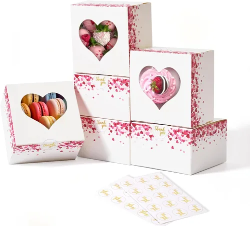 Miniatura 8 de Cajas pequeñas para galletas de 4 pulgadas, 50 piezas, blanco - Cajas de dulces de panadería con ventana para regalar, contenedores para llevar