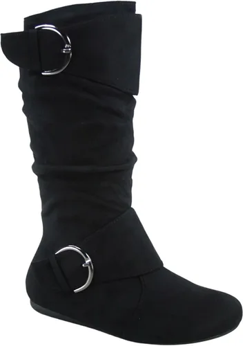 Miniatura 2 de FZ-Fits Botas de media pantorrilla con hebilla de punta redonda cerrada y hebilla lateral con cremallera lateral para mujer