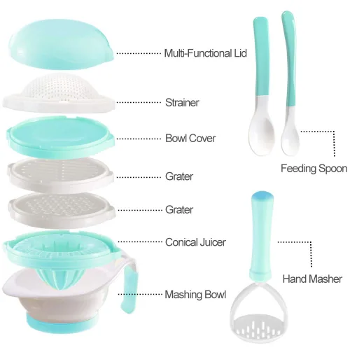 Miniatura 2 de Matyz All in 1 - Juego de moldes para bebés con máscara de manos exprimidor de cítricos rallador para hacer alimentos para bebés en casa - Frutas