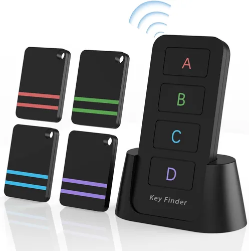Localizador de control remoto, paquete de 4 dispositivos para encontrar mis llaves | Localizador de control remoto con alarma adhesiva, etiquetas