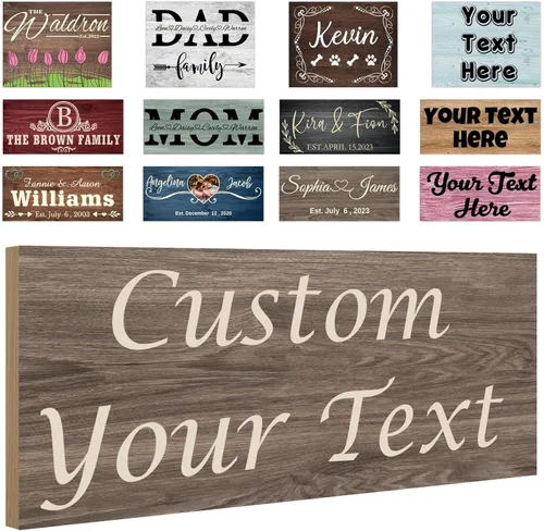 Letreros personalizados de madera personalizados, decoración del hogar, regalos con texto, letreros de madera personalizados, tablero familiar de