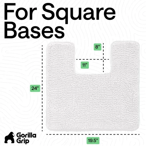 Miniatura 2 de GORILLA GRIP - Alfombra absorbente de felpa peluda para base cuadrada de inodoro con respaldo de goma, alfombras lavables a máquina, suaves Blanco