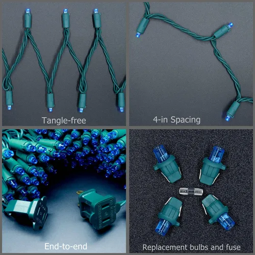Miniatura 8 de YULETIME 200 luces LED de Navidad azules de gran angular, 66 pies, cable verde, certificado UL, 0.197 in, juego de luces navideñas (azul) Stay