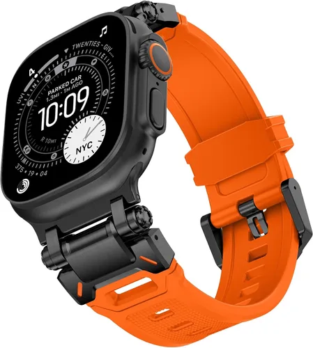 Miniatura 21 de KADES Correa deportiva resistente de TPU para Apple Watch Ultra 3/2/1 de 1.929 in, conectores metálicos para Apple Watch Series 11/10/SE3 de 1.81