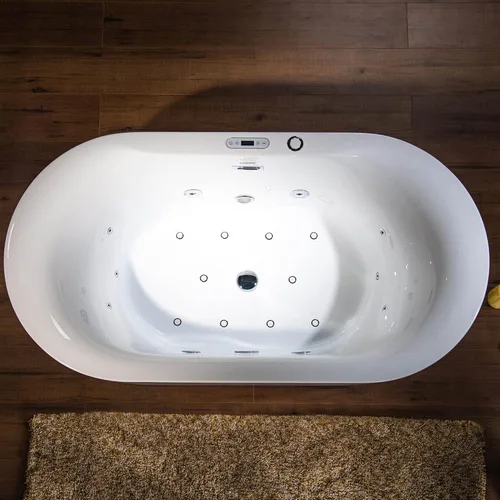 Miniatura 9 de WOODBRIDGE 59" x 151 cm Bañera independiente de hidromasaje con chorros de agua y burbujas de aire, con panel de control LED, BJ100, Blanca