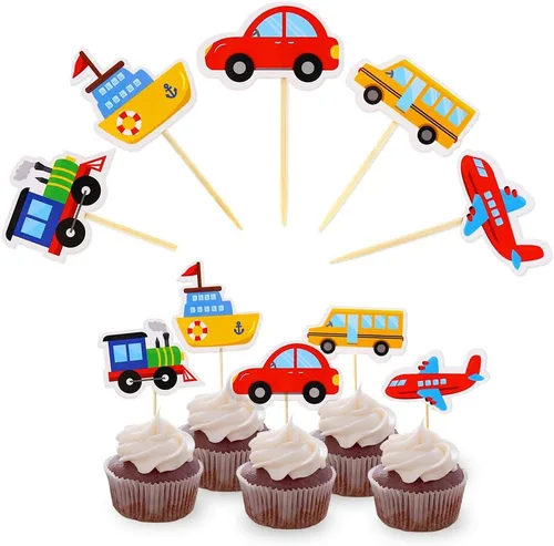 Miniatura 7 de MOVINPE Decoración de Cumpleaños de Transporte para Niños Pancarta de Feliz Cumpleaños Autos Autobús Escolar Tren Camión de Bomberos Motocicleta