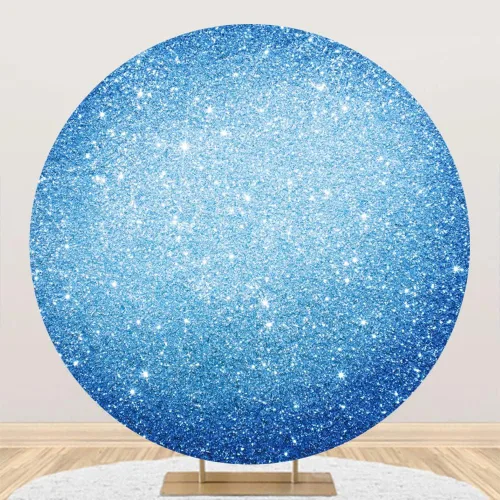 Miniatura 3 de Leyiyi Cubierta de fondo redonda con purpurina azul de 3 x 3 pies, cubierta de fondo circular azul con luz de estrellas para niñas, mujeres