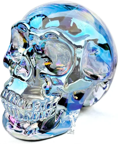 Miniatura 30 de Estatuas de cabeza de calavera de cristal, figuras de calavera K9, piedras preciosas de calavera de cristal, decoración de Halloween, regalos