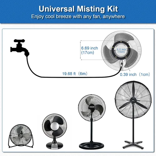 Miniatura 7 de Kit de nebulización de ventilador. Misters de ventilador para refrigeración al aire libre, anillo rociador integrado para exteriores con válvula