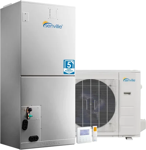 Senville Sistema dividido de bomba de calor de aire acondicionado central de 2 toneladas | 24,000 BTU, inversor, velocidad variable, 208/230V