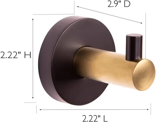 Miniatura 2 de Design House 582734-BGD Kelton - Gancho para bata, color negro mate, dorado satinado