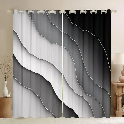 Miniatura 11 de Feelyou Cortinas abstractas degradadas para niños, adolescentes, azul, rojo y negro, cortinas de ventana para dormitorio, sala de estar, decoración