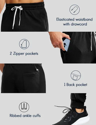 Miniatura 2 de MIER Men's Cotton Joggers Athletic Sweatpants for Gym Workout Active Lounge Jersey Track Pants with Pockets, Elastic Waist